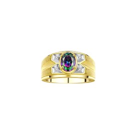 Rylos Simply Elegant Beautiful simulated Alexandrite/Mystic Topaz & Diamond Ring - June Birthstone* Size 9
