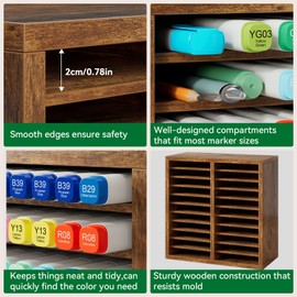 YMYNY Wooden Marker Organizer, Vintage Brown,11.81 x 5.31 x 11.81 HMR001H