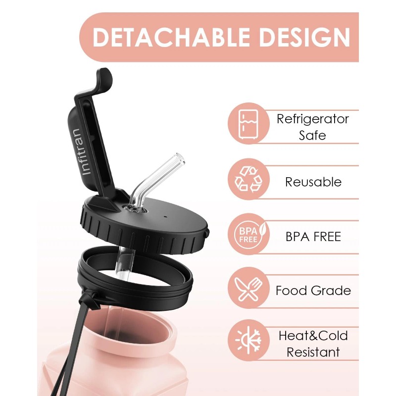 Infitran 2-Pack 20.6oz Collapsible BPA-Free Silicone Leak-Proof Water Bottles