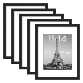 Upsimples 11X14 Picture Frame Set Of 5, Display Pictures 8X10 With Mat