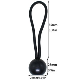 Bxian 15PCS 4 Inch Black Heavy Duty Stretch Bungee Cord Ball Tarpaulin Tent Bungee Ball Tie Down Cord for Canopies Tarpaulins Sunshades Sleeping Bag