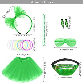 SOMSOC 80s Outfit Costume Accessories for Women, Neon Tutu Headband Necklace Gloves Eyeglasses Leg Warmer for 80s Theme Party
