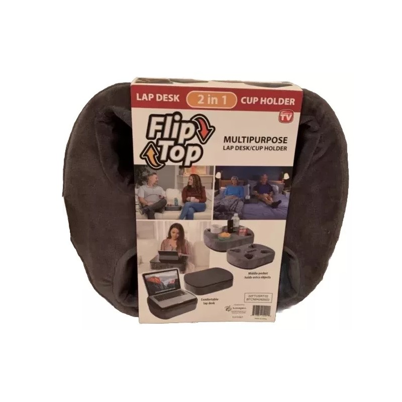 Intercell Flip Top Cup Holder & Lap Desk Holds Computer,