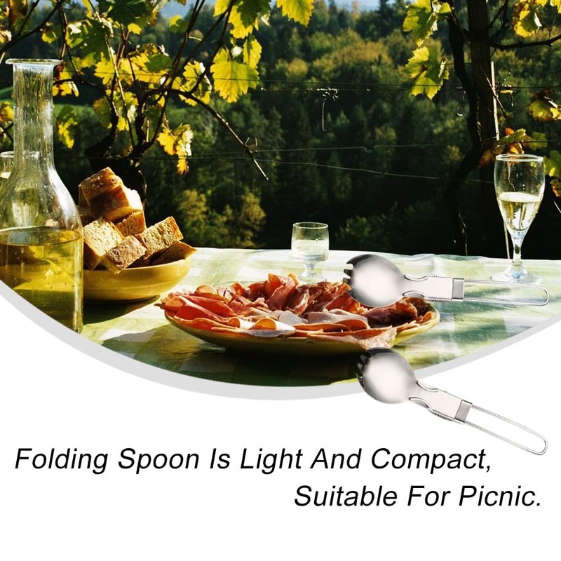 2 Pcs Foldable Cutlery Stainless Steel Folding Spork Lightweight Outdoor