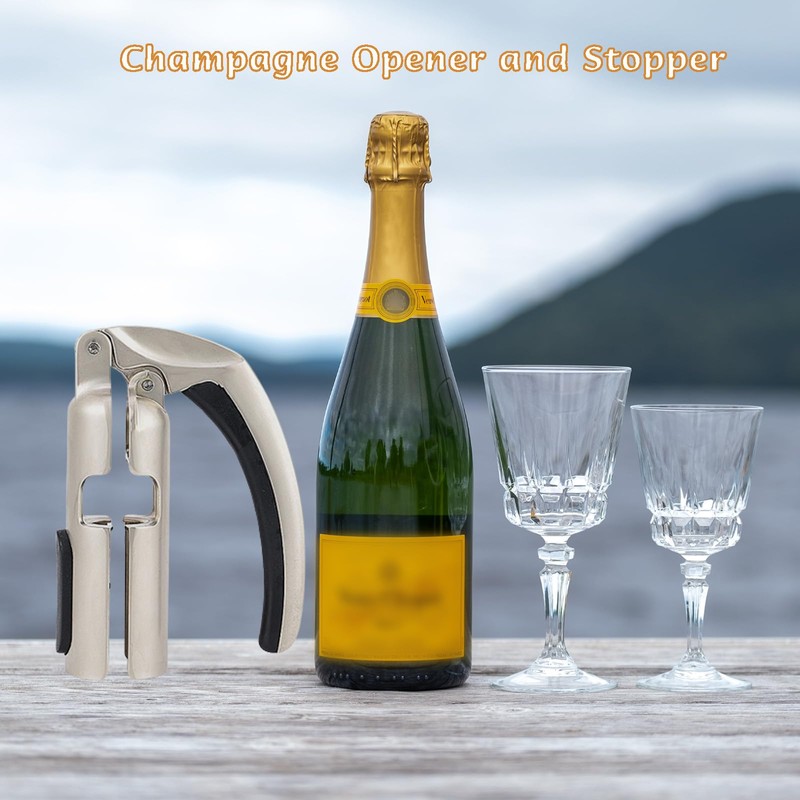 Champagne Bottle Opener and Bottle Stopper, Portable Zinc Alloy Sparkling