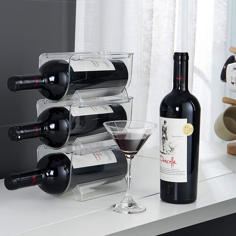 2 Pack Plastic Stackable Water Bottle and Wine Rack Storage
