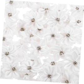 minkissy 100pcs 3cm Small Flower with Diamond Cuticle Oil Pen Hair Deyer Rhinestone Hair Accessories Embroidery Accessories Head Clip The Flowers White Polyester