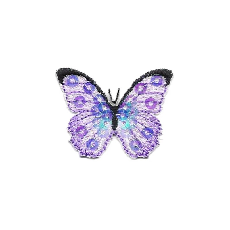 Unbranded iron on patch/applique butterfly lavender 1 1/2 x 1