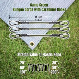 CanKing Carabiner Bungee Cords with Hooks Camo Green 60 inch/5 ft 3 Pcs