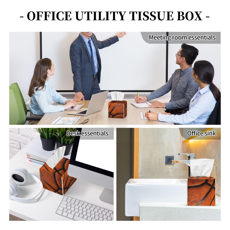 Edafol Retro Basketball Texture Tissue Box Cover Square PU Leather