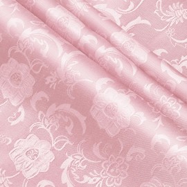 KKJIAF Light Pink Satin Jacquard Fabric 2 Yard, 60 Inch Wide Shiny Cloth Fabric, Sunflower Pattern Silky Brocade Fabric for Tablecloth, Table Runner, Napkins, Dress, Bedding Sheet, DIY Crafts