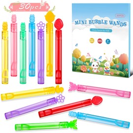 Easter Mini Bubble Wands 30PCS Easter Party Favors for Kids Easter Basket Stuffers Easter Bubbles Bulk for Classroom Prizes Easter Egg Fillers Goodie Bag Stuffers Easter Toys Outdoor Gifts Girls Boys