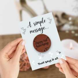Happy 3rd Wedding Anniversary Faux Leather Pocket Token Hug Married Three Year Vegan Engagement Wife Husband Friend Mum Dad Him Her Daughter Son Mother Father Partner Couples Mrs Boyfriend Girlfriend