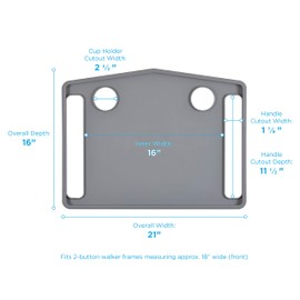 NOVA Walker Tray, Food Tray with 2 Cup Holders for Folding Walker, Fits on Most Folding Walkers, 1 Count (Pack of 1)