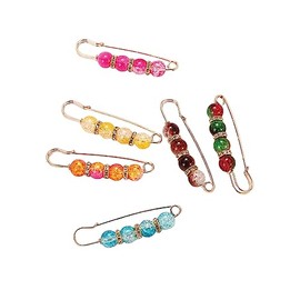 XOLY Pearl Brooch Sweater Shawl Hat Clip Neckline Pins Pearl Brooches for Women Girls Buttons Clothing Dresses Decoration Accessories Pant Waist Tightener Safety Pins (6pcs 3D 7.5c.m.)