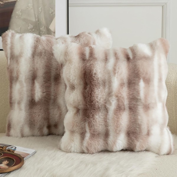 Mandioo Pack of 2 Thick Plush Wool Decorative Throw Pillow