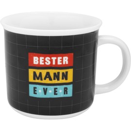GRUSS & CO Tasse mit Motiv "Bester Mann" | Lieblingstasse in Geschenkbox, Porzellan, 38 cl, Tasse mit Spruch | Geschenk, Geburtstag, lustiges Geschenk | 48939, Schwarz