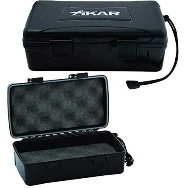 Xikar Cigar Travel Carrying Case, Holds 10 Cigars, Includes 1 Humidifier, Watertight, Crushproof, Model 210Xi, Black