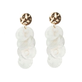 Winssigma Shell Earrings for Women, Cluster of Round Shell Drop Dangle Earrings Summer Beach Jewelry(White)