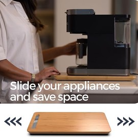 Ibyx Elegant Sliding Tray for Your Coffee Maker & Heavy Kitchen Appliances - Sturdy, Slides Easily from Under The Cabinet (Natural, Extra Large - Wide (21" x 15"))