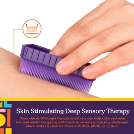 Special Supplies Sensory Brush Therapressure Therapy Brush for Occupational and Sensory Brushing, Stimulating, Calming Tools for Kids and Adults, Soft Flexible Bristles, Latex Free (Colored 6-Pack)