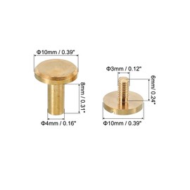 PATIKIL 50 Sets Chicago Screws, M4x8mm Chicago Screw Slotted Binding Post Screw Bolts Rivets Brass Fasteners Connectors for Leather Belt Scrapbook Photo Albums