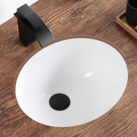 KDKSC Small Undermount Bathroom Sink 15.4"x13.2" Oval Undermount Sink White Ceramic Bathroom Sinks Under Counter Sinks with Overflow