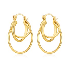 FILMOON Gold Hoop Earrings for Women Gold Statement Hoop Earring 18K Gold Plated Triple Thin Intertwined Hoops Trendy Jewelry