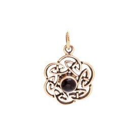 Windalf Nuada Women's Jewellery Pendant 2.5 cm Celtic Knot Onyx Bronze, Bronze, Onyx