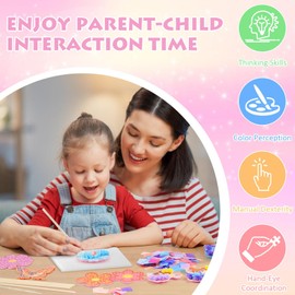 Hopton Craft Set Children from 4 5 6 Years, Bouquet Crafts Girls Gifts 5-12 Years, Creative Toy with Sequins for Girls Children's Birthday Party