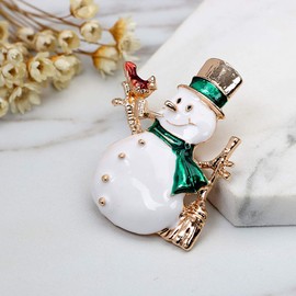 Supvox Christmas Rhinestone Brooches Set of 4 (Fir Tree Bell Boots Snowman), Metal, Alloy