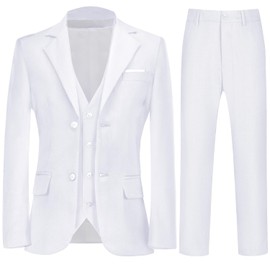 Boys Suits for Toddler White Tuxedo Suit Set Formal Dresswear for Kids Youth Boys Clothes Wedding Prom Party Easter Outfit Size 4