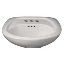 PROFLO PF4004WH PROFLO PF4004 24" Oval Vitreous China Pedestal Bathroom Sink with Overflow and 3 Faucet Holes at 4" Centers
