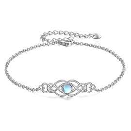 VONALA 925 Sterling Silver Moonstone Bracelet Love Jewelry for Her (Infinity Knot)