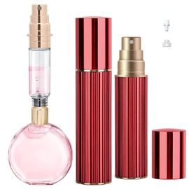 10ml Perfume Travel Refillable Spray Bottle - Mini Perfume Atomizer, Bottom Fill Cologne Dispenser, Portable Non-Leakage Perfume Sprayer, Airplane Travel Essentials (Red)