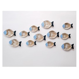 CSWLJS 2PC Beach Decor - Fish Hanging Wall Art, Coastal & Nautical Decor for Bathroom, Patio or Pool. Wooden Vintage