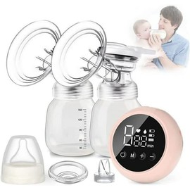 Extractor de leche eléctrico doble, extractor de leche portátil recargable, extractor de leche de succión fuerte sin dolor con pantalla LCD y función 