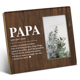 TSUYAWU Papa Gift From Granddaughter Grandson, Gifts for Papa Father's Day Birthady, Rustic Papa Definition Wood Picture Frame 8 x 10 Inch Tabletop and Wall Mounting (Display Photo 4 x 6 Inch)