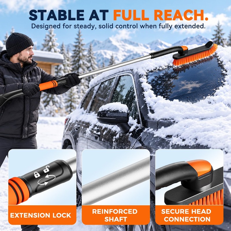 [2026 Upgraded 39" Extendable Snow Brush & Ice Scraper for