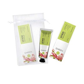 UMIDO Beauty Set | 1 x Hand Cream 30 ml Rose & Rhubarb Extract | No Silicones, Parabens, Paraffins, Mineral Oils | 1 x Organza Bag | Hand Lotion | Care Cream | Lotion | Skin Care (6-BYS)