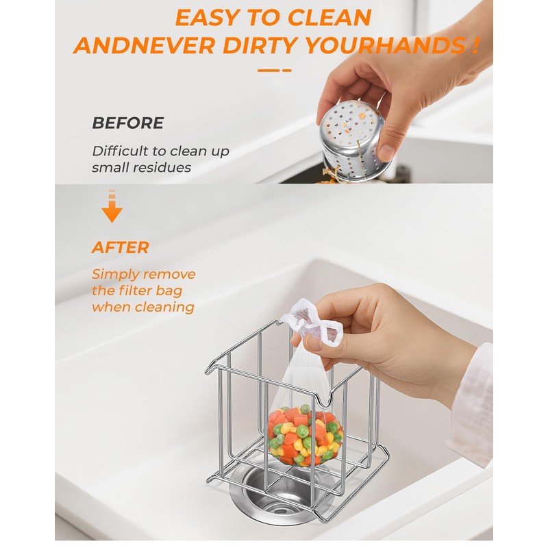 KONE Kitchen Sink Strainer Mesh Bag- 200 PCS Large Disposable