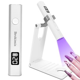 Handheld UV Light for Gel Nails with Stand, Mini Nail Lamp with LCD Display 3-Timer Modes Portable Cordless Rechargeable USB Small Nail Dryer for Fast Curing Home DIY Manicure Nail Art