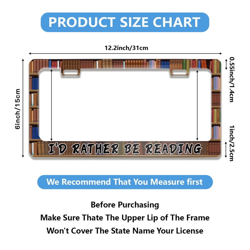 I'd Rather Be Reading License Plate Frame Book License Plate
