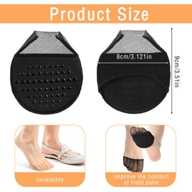 Hpmjz 6Pairs Toe Toppers No Show Liner Half Socks for Women Seamless Grip Non Slip Hidden Toes Covers Invisible Non-Skid Bottom for Mule Heels Ball of Foot Cushion Socks Women's Toe Cover