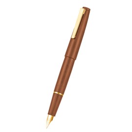 Jinhao 80 Brown Fiber Brushed Fountain Pen, Iridium Extra Fine Gold Nib with Ink Converter, Classic Design Smooth Writing Pen (Gold Clip)