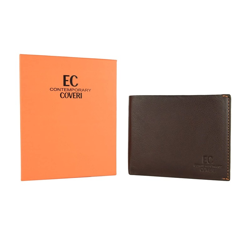 EC COVERI Men's Genuine Leather Wallet with Wallet and Box,