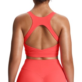 Aoxjox Women's Workout Sports Bras High Impact Fitness Backless Padded Training Gym Khloe Bra Yoga Crop Tank Top