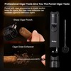 All-in-one Cigar Torch Lighter with Triple Flame, 2 Cigar Holders,