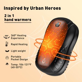2 Pack Hand Warmers Rechargeable 6000mAh Electric Portable Hand Warmers 2 in 1 FANDLISS Electric Portable Pocket Heater with 12Hrs & 3 Level Warmth Gift, Outdoor, Women Men Gift, Black