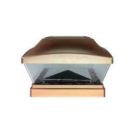 6x6 Copper Post Cap Light Solar Powered LED Bright SMD 28 Lumens, 6-inch, Set of 4